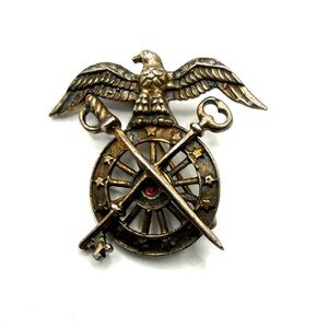 Vintage Trifari Sterling Eagle & Swords Pin – Heraldic Lapel Brooch